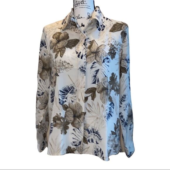 Alfred Dunner Women’s Button Up Blouse Floral Hawaiian Print Size 12P - Picture 2 of 7